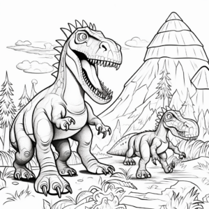 Fun Spinosaurus vs T-Rex Maze Coloring Pages 1