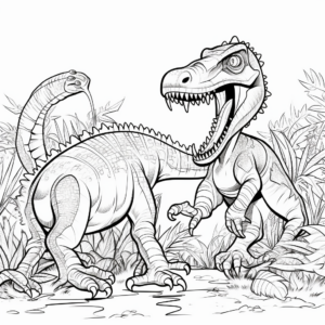 Fun Spinosaurus vs T-Rex Maze Coloring Pages 3