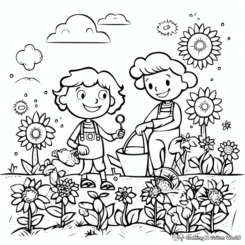 Fun Spring Garden Coloring Pages for Children 1