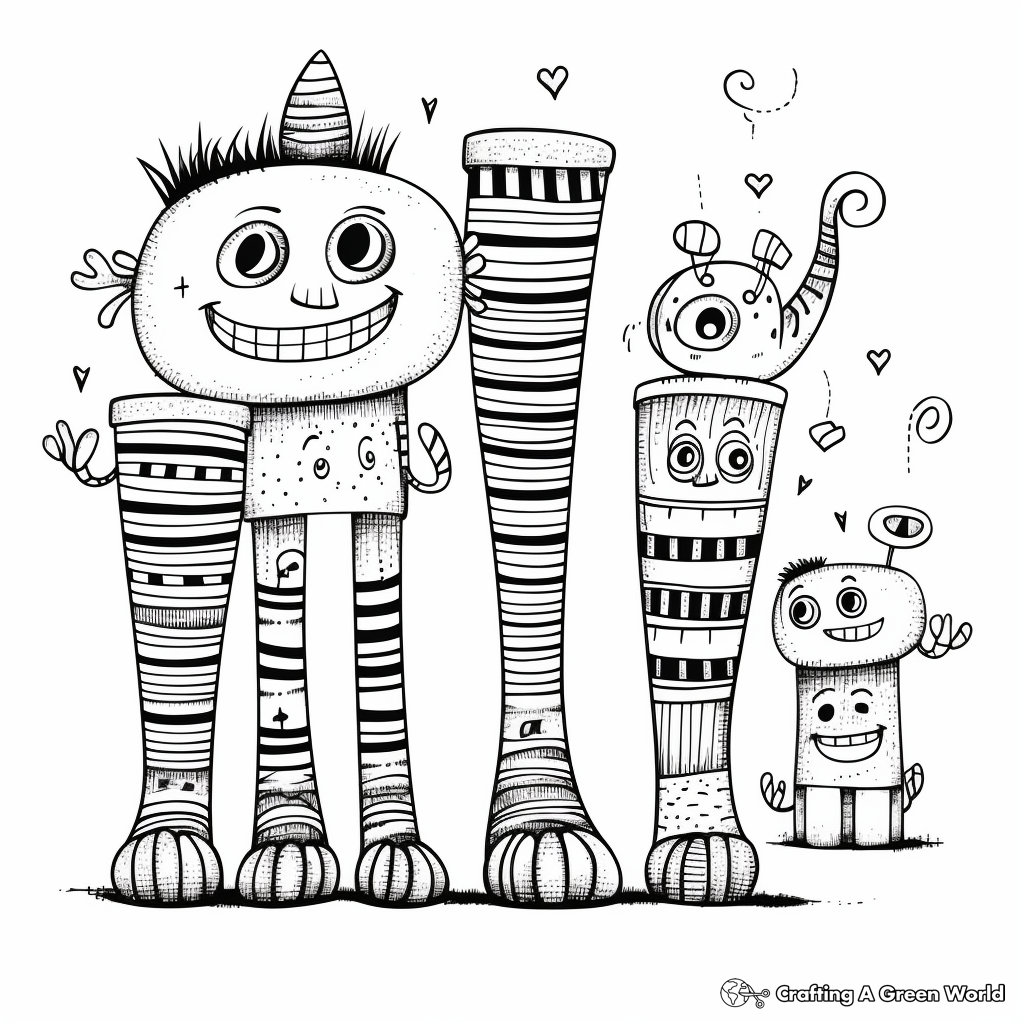 Fun Striped Socks Coloring Pages 1