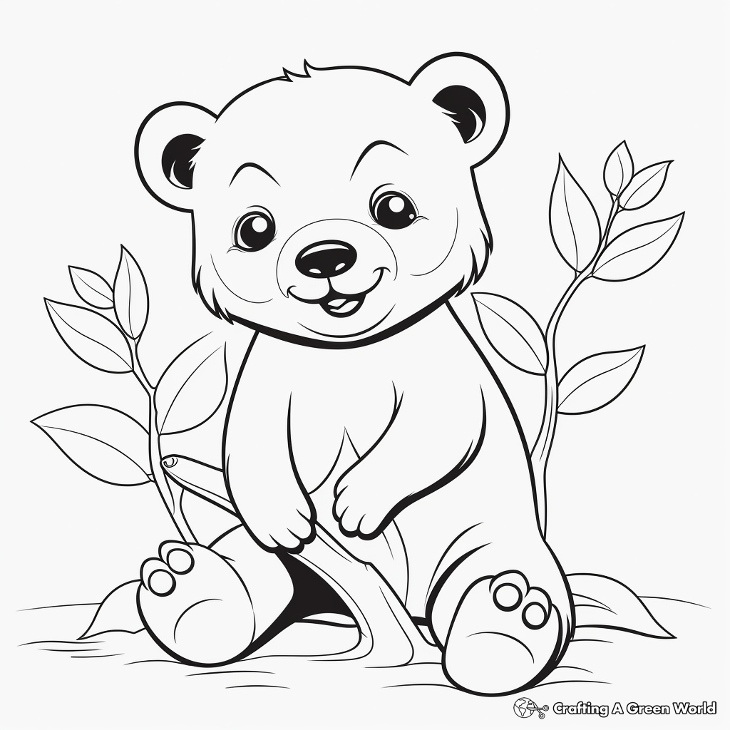 Fun Sun Bear Cub Coloring Pages for Children 1