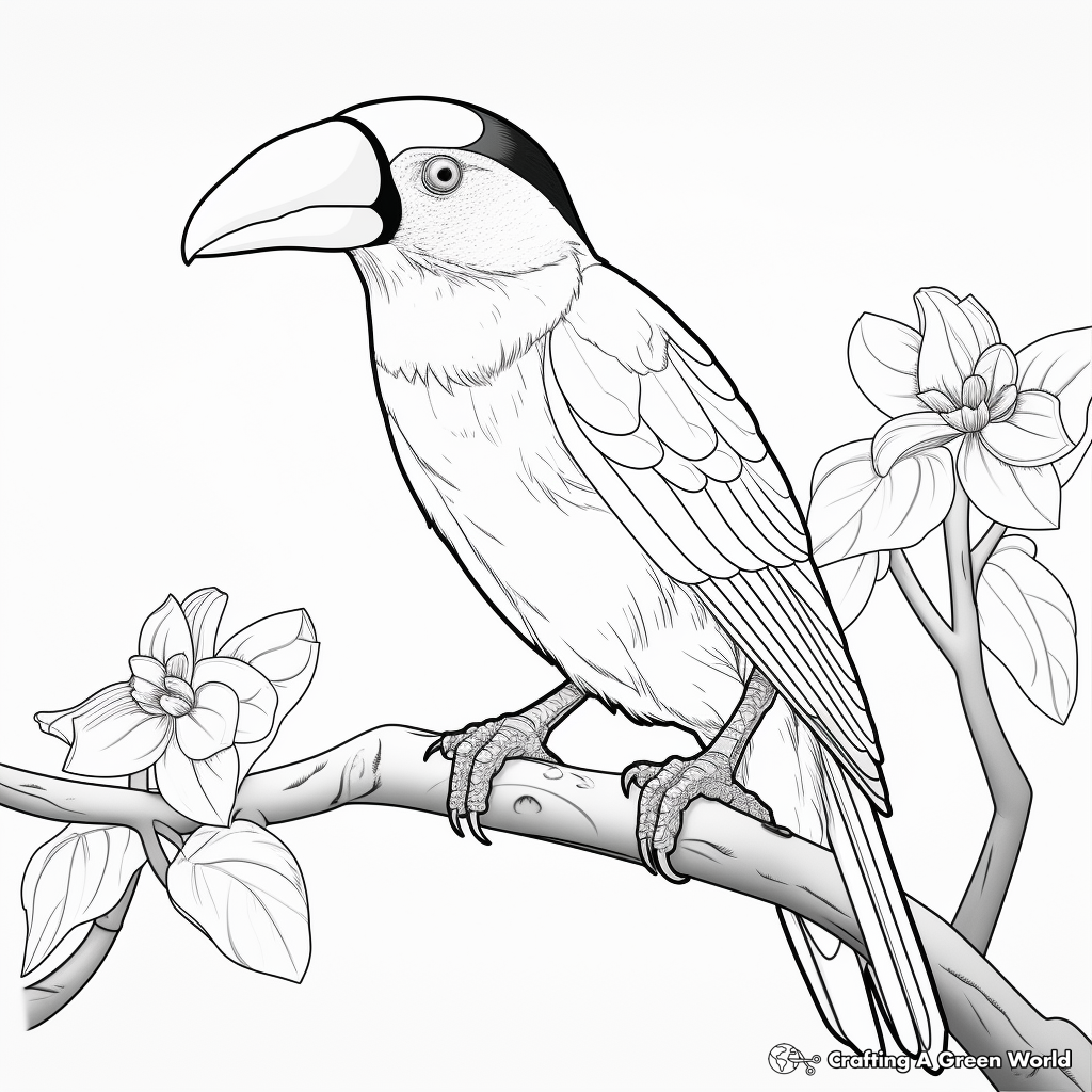 Fun Toucan in Rainforest Coloring Pages for Kids 4