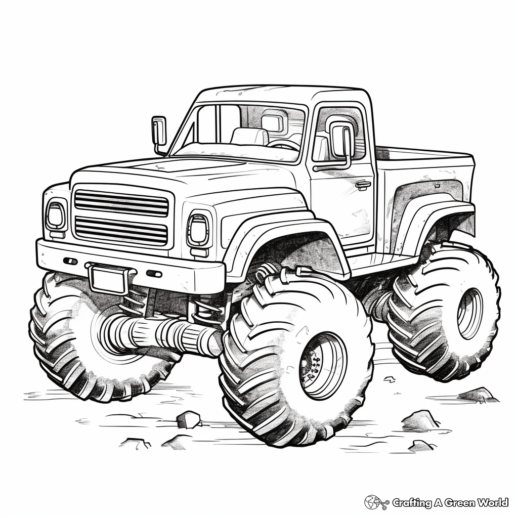 Fun Toy Mud Truck Coloring Pages for Kids 2