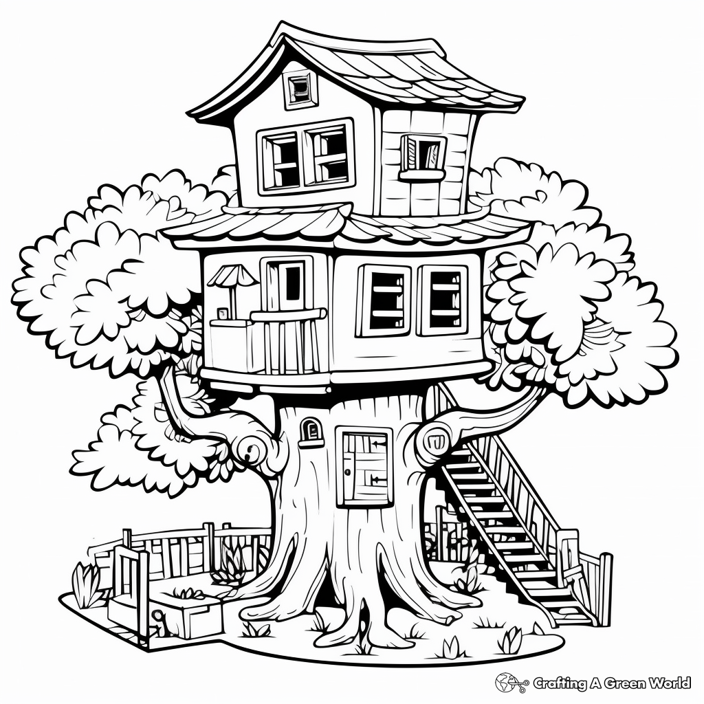 Fun Treehouse Coloring Pages for Children 2