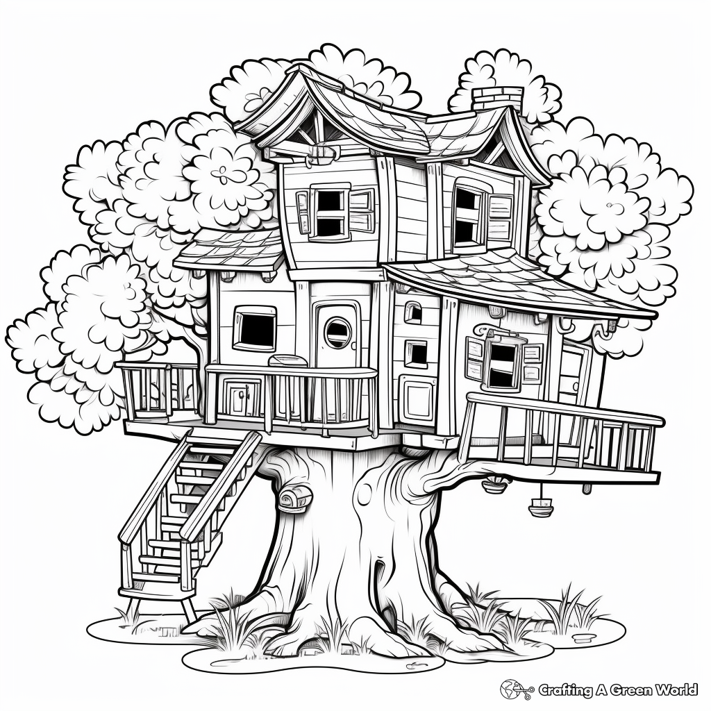 Fun Treehouse Coloring Pages for Children 3