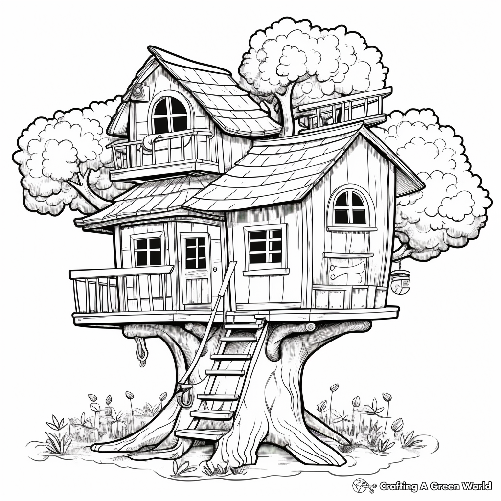 Fun Treehouse Coloring Pages for Children 4