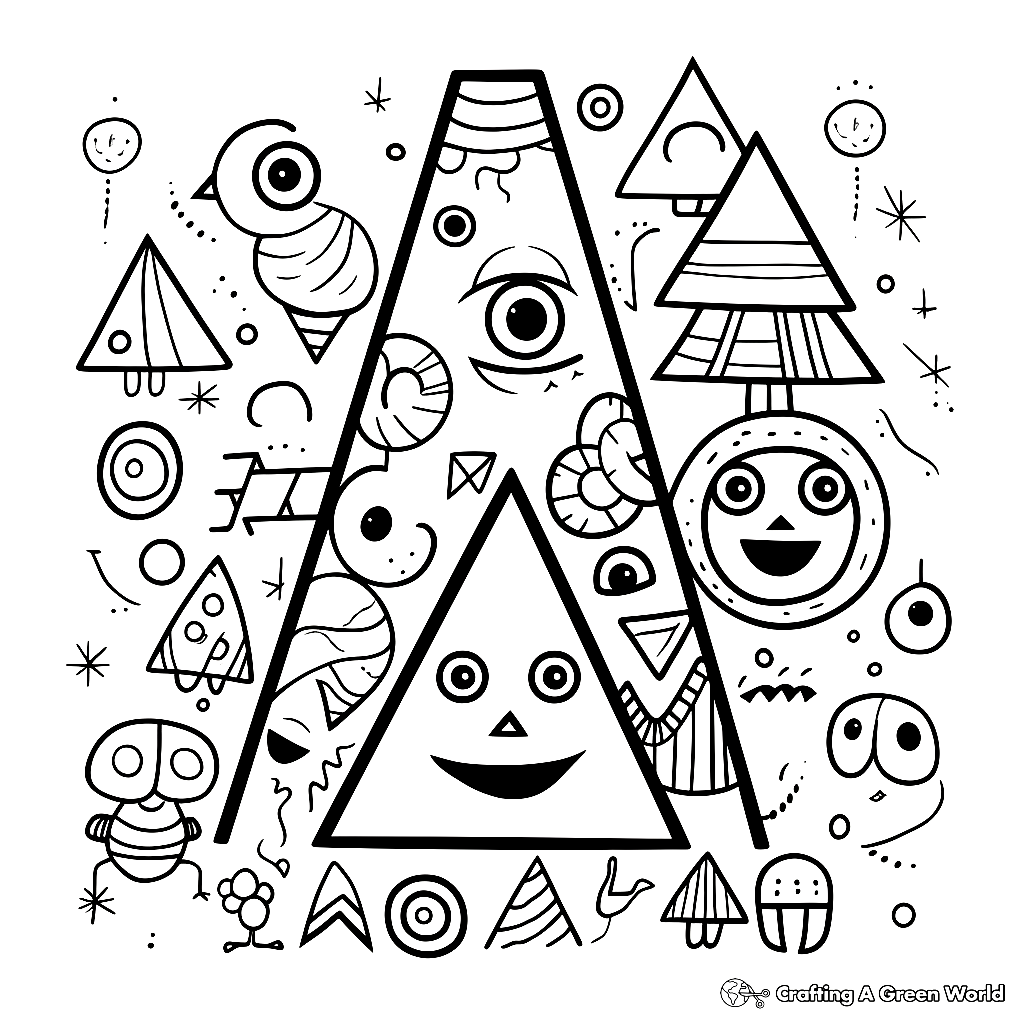 Fun Triangle Shapes Coloring Sheets 1