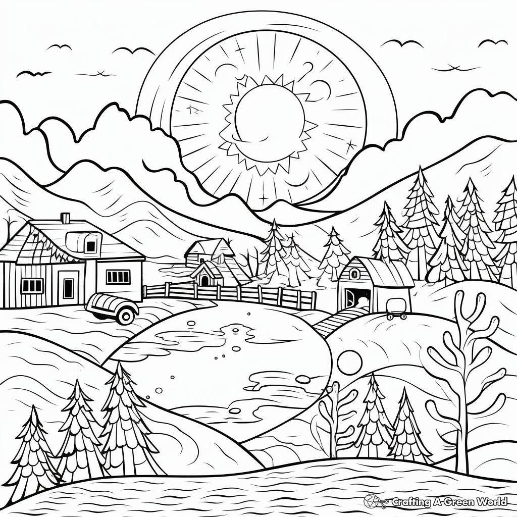 Fun Winter Activities Coloring Pages for Children 2