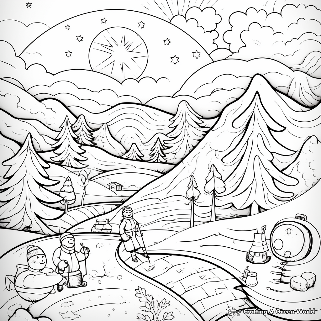 Fun Winter Activities Coloring Pages for Children 4