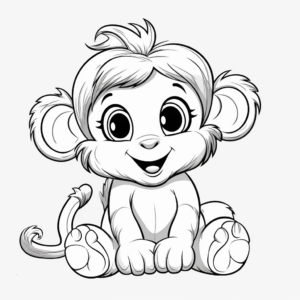 Fun, Playful Baby Girl Monkey Coloring Sheets 1