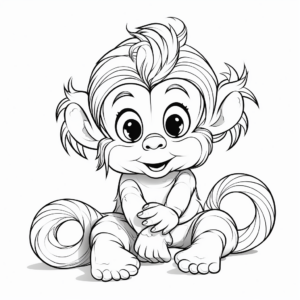 Fun, Playful Baby Girl Monkey Coloring Sheets 3