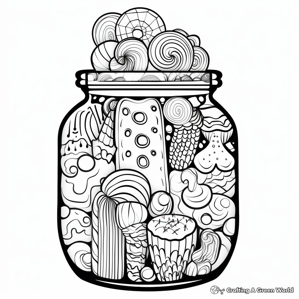 Funky Pop Art Candy Jar Coloring Pages 2