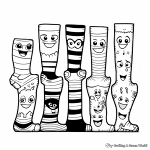 Funky Socks Family Coloring Pages: Pairs and Singles 4