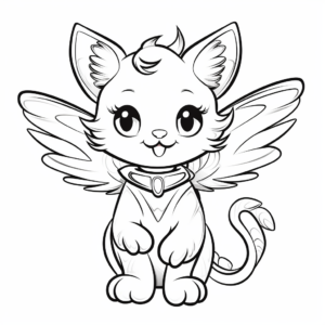 Funny Angel Cat Coloring Pages for Children 2