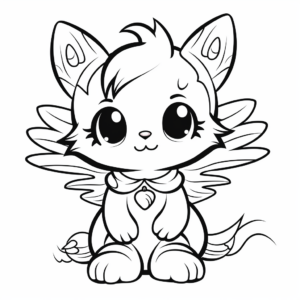 Funny Angel Cat Coloring Pages for Children 3