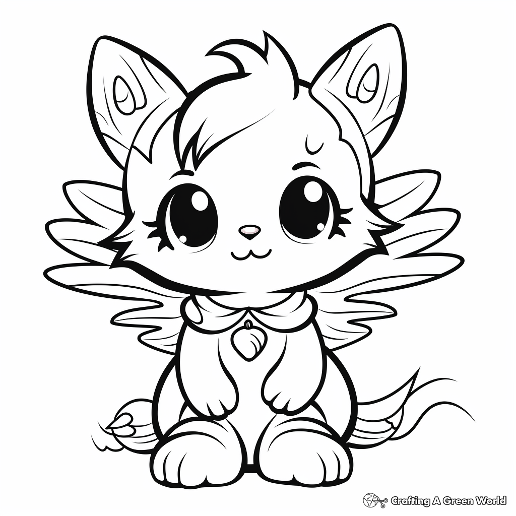 Funny Angel Cat Coloring Pages for Children 3