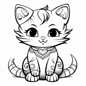 Funny Angel Cat Coloring Pages for Children 4