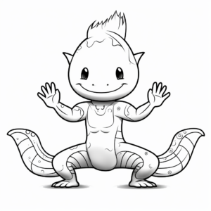 Funny Axolotl Exercising Coloring Pages 1