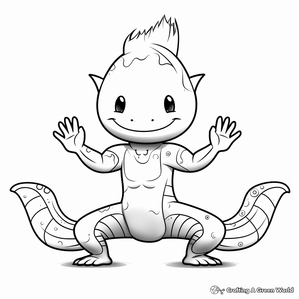 Funny Axolotl Exercising Coloring Pages 1