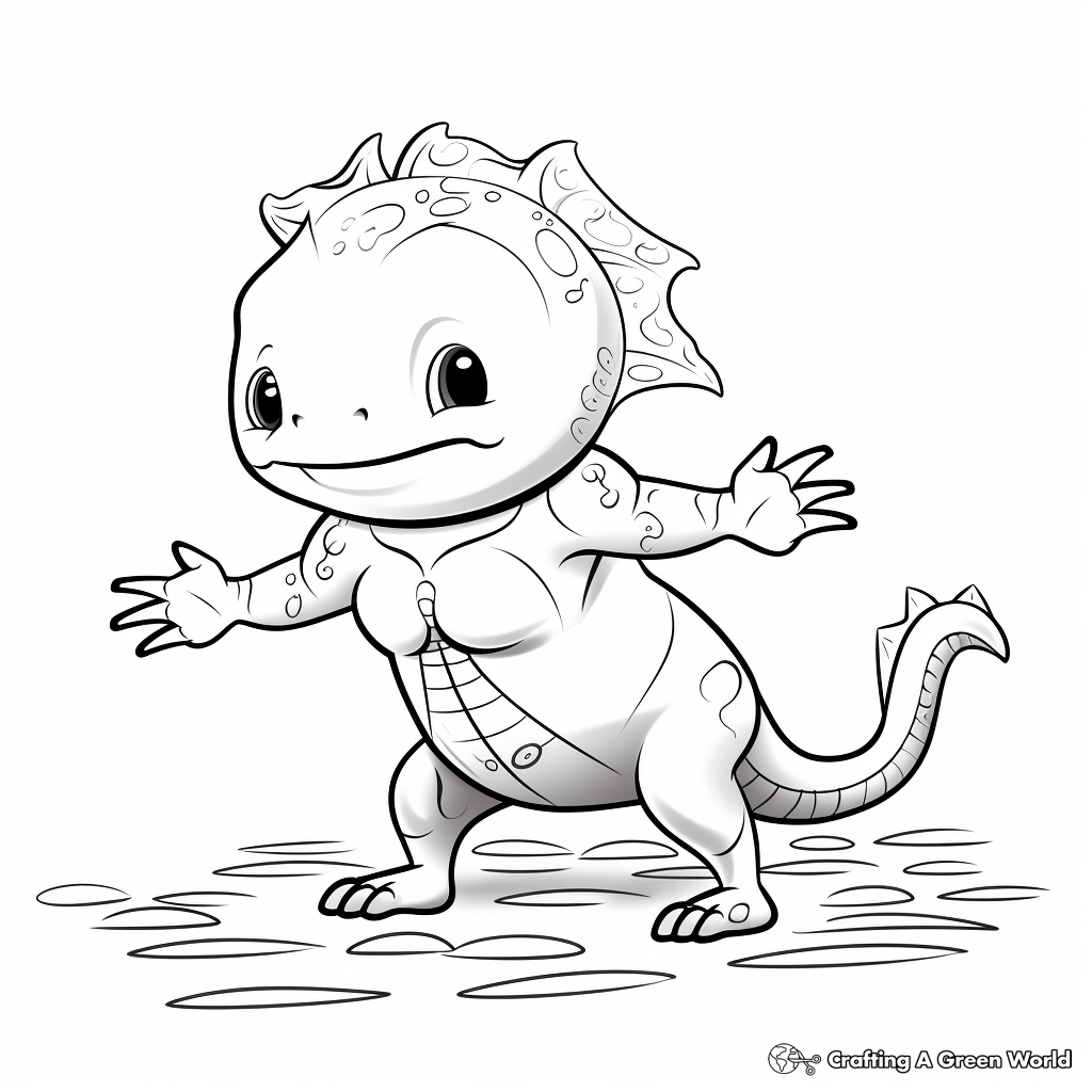 Funny Axolotl Exercising Coloring Pages 2