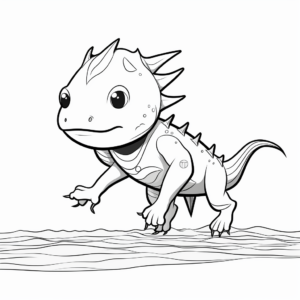 Funny Axolotl Exercising Coloring Pages 3