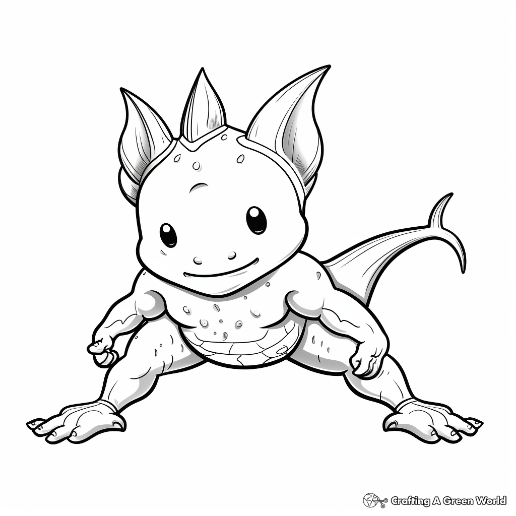 Funny Axolotl Exercising Coloring Pages 4