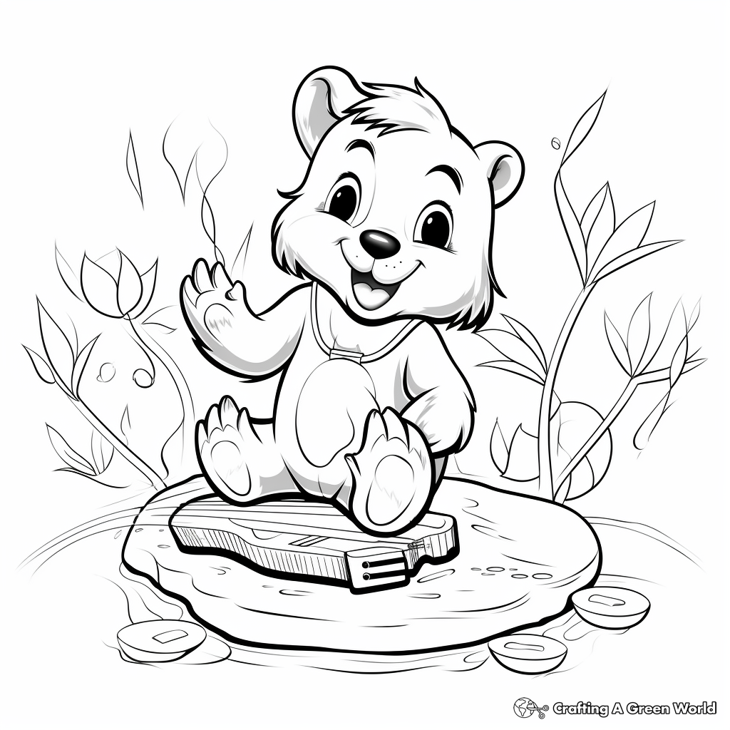 Funny Beaver Doing Tricks Coloring Pages 1