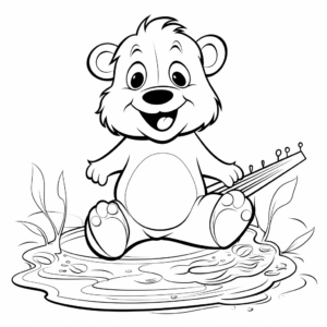 Funny Beaver Doing Tricks Coloring Pages 3
