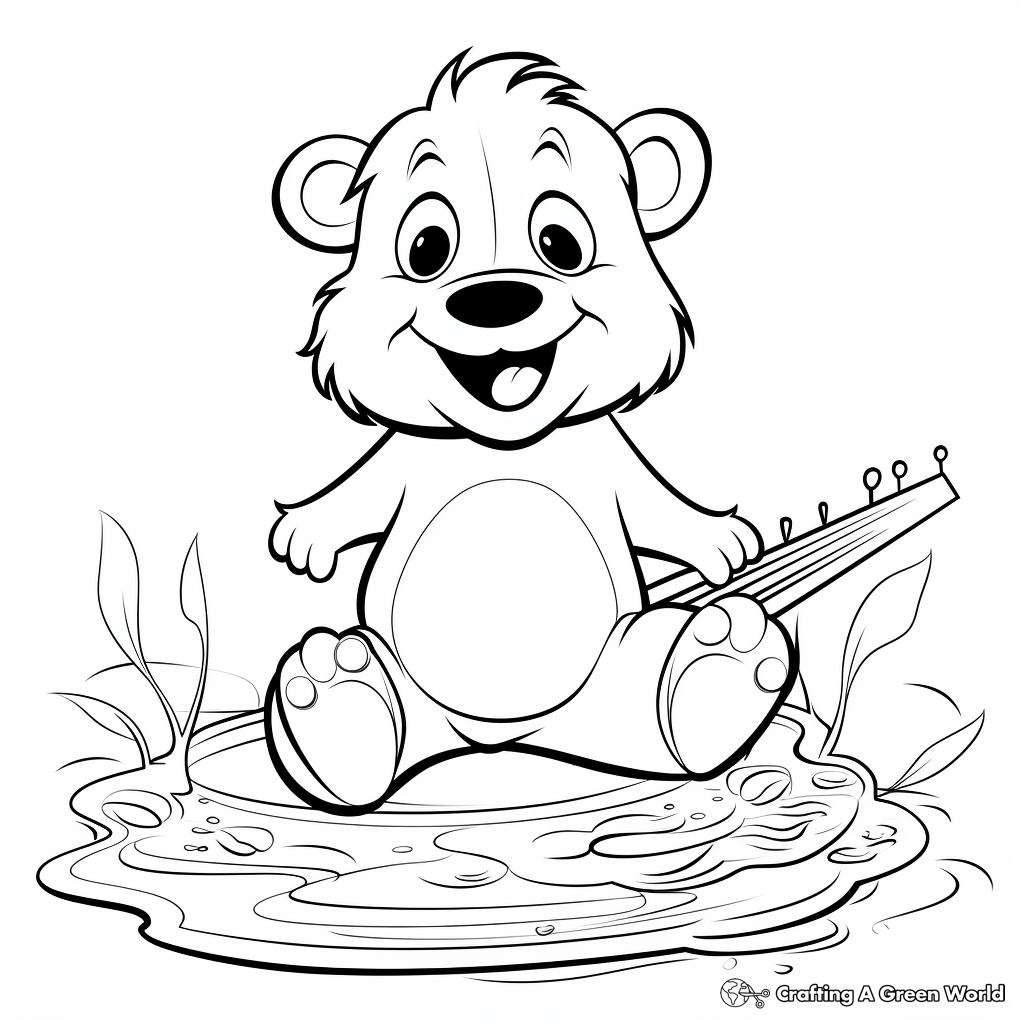 Funny Beaver Doing Tricks Coloring Pages 3