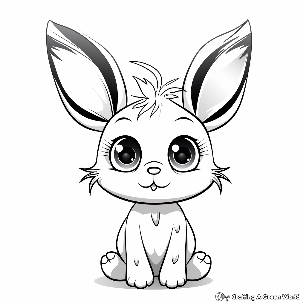 Funny Bunny with Big Eyes Coloring Pages 2