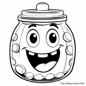 Funny Cartoon Candy Jar Coloring Page 3
