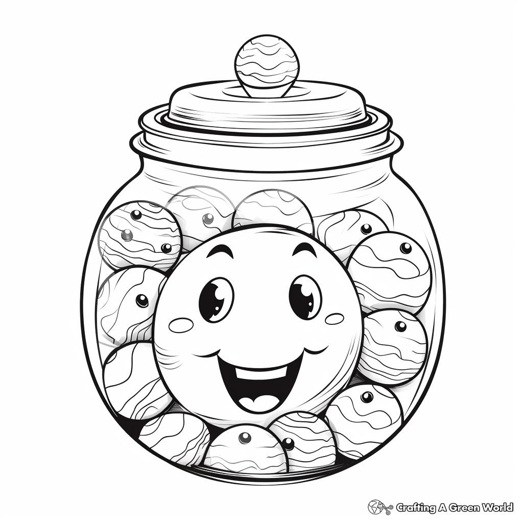 Funny Cartoon Candy Jar Coloring Page 4