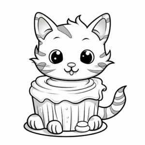 Funny Cartoon Cat Cake Coloring Pages 2