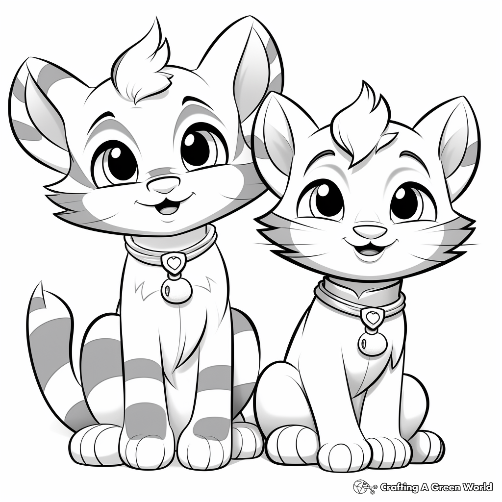 Funny Cartoon Cats Coloring Pages 2