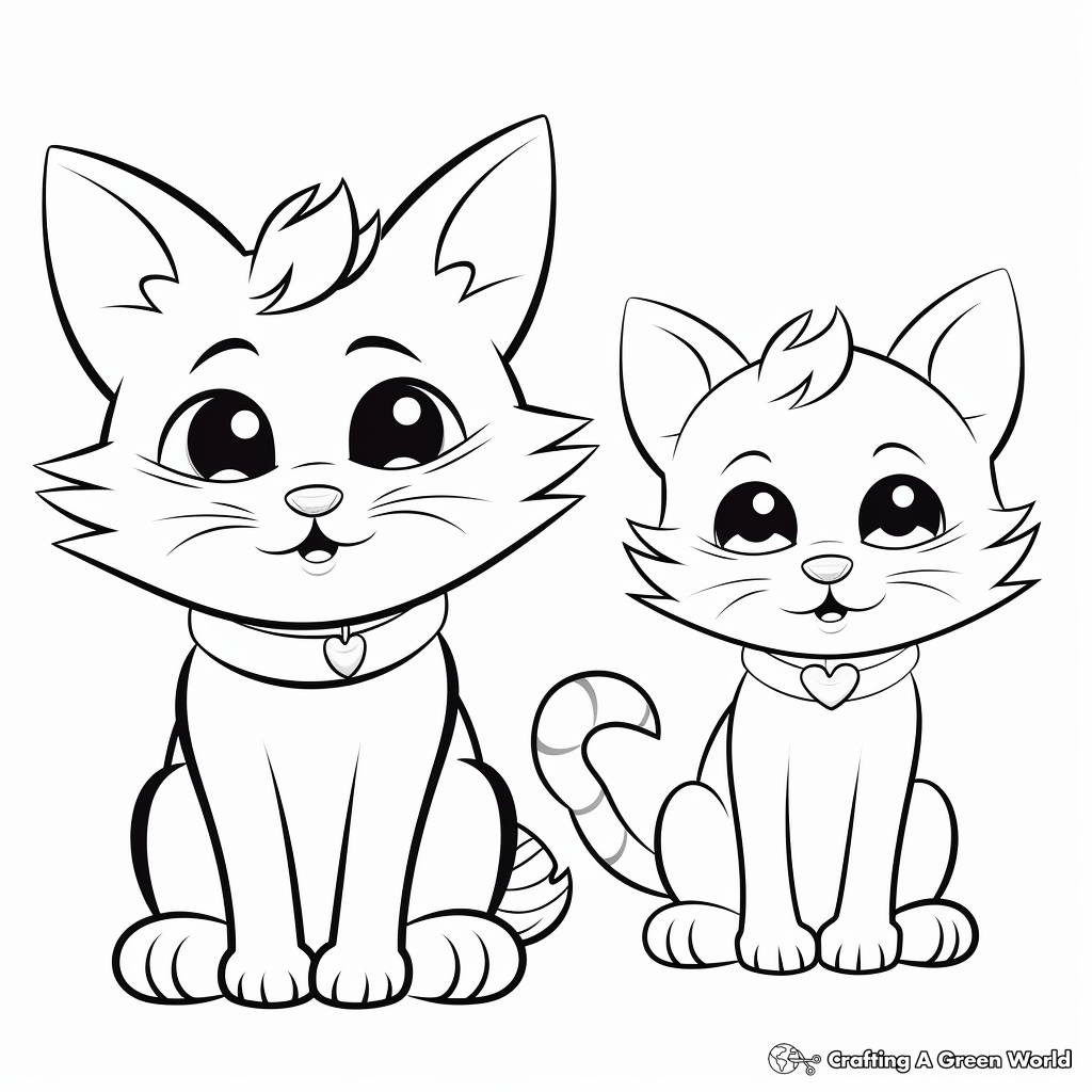 Funny Cartoon Cats Coloring Pages 4