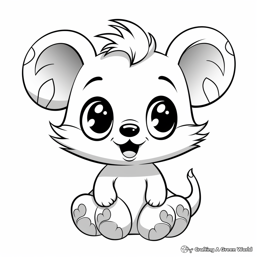 Funny Cartoon Koala with Big Eyes Coloring Pages 4