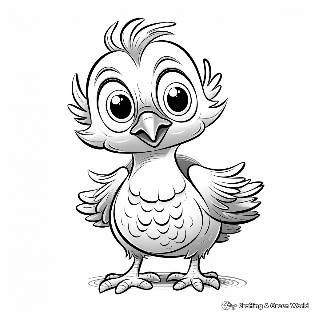 Funny Cartoon Parrot Chick Coloring Pages 1