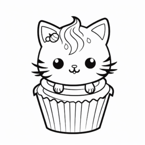 Funny Cat in a Cupcake Coloring Pages 4