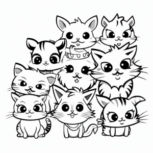 Funny Cat Pack Making Faces Coloring Pages 3