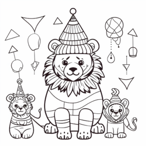 Funny Clown With Circus Animals Coloring Pages 1
