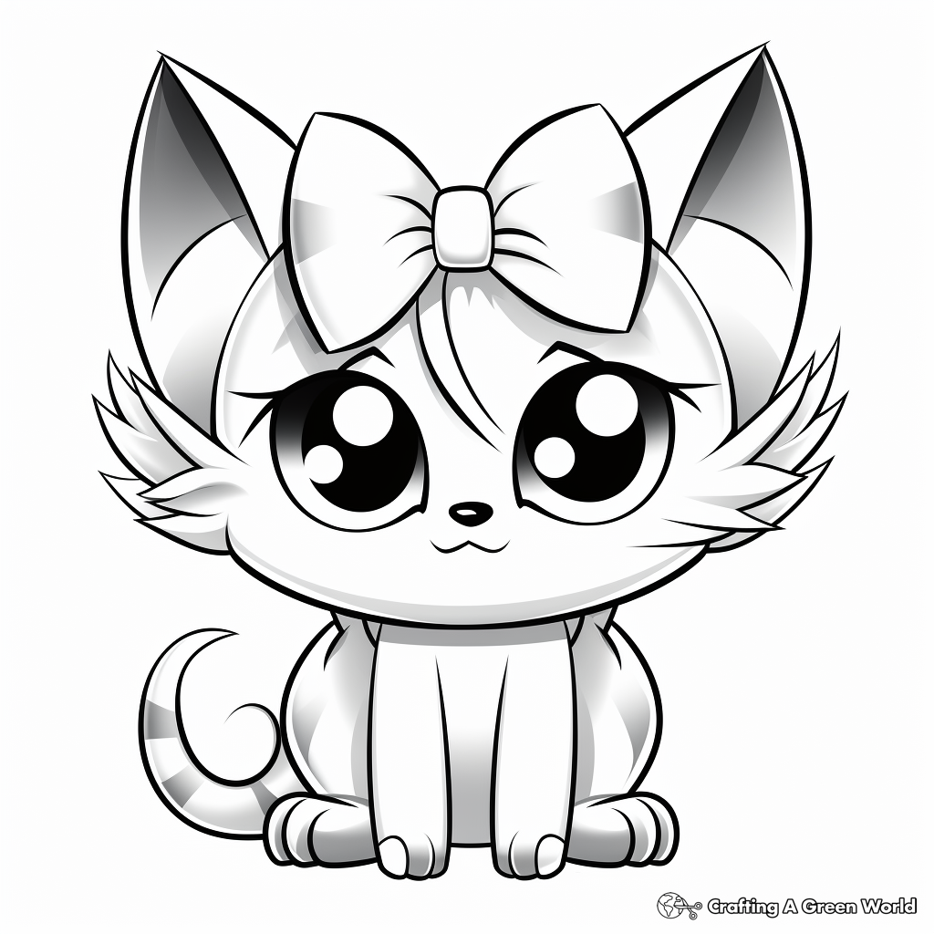 Funny Grumpy Cat with Bow Coloring Pages 2