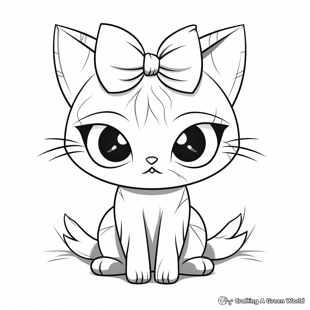 Funny Grumpy Cat with Bow Coloring Pages 4