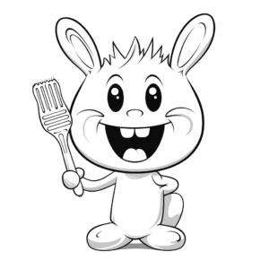 Funny Kawaii Bunny Toothbrushing Coloring Pages 1