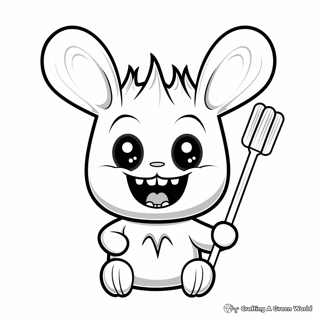Funny Kawaii Bunny Toothbrushing Coloring Pages 2