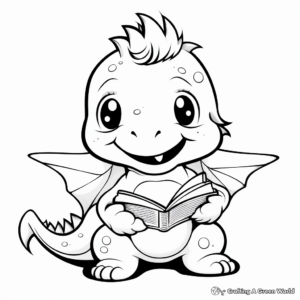 Funny Kawaii Dinosaur Coloring Pages for Kids 1