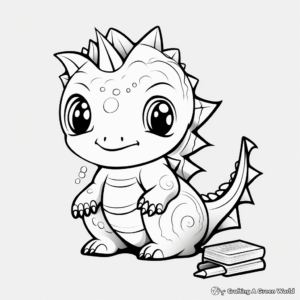 Funny Kawaii Dinosaur Coloring Pages for Kids 2
