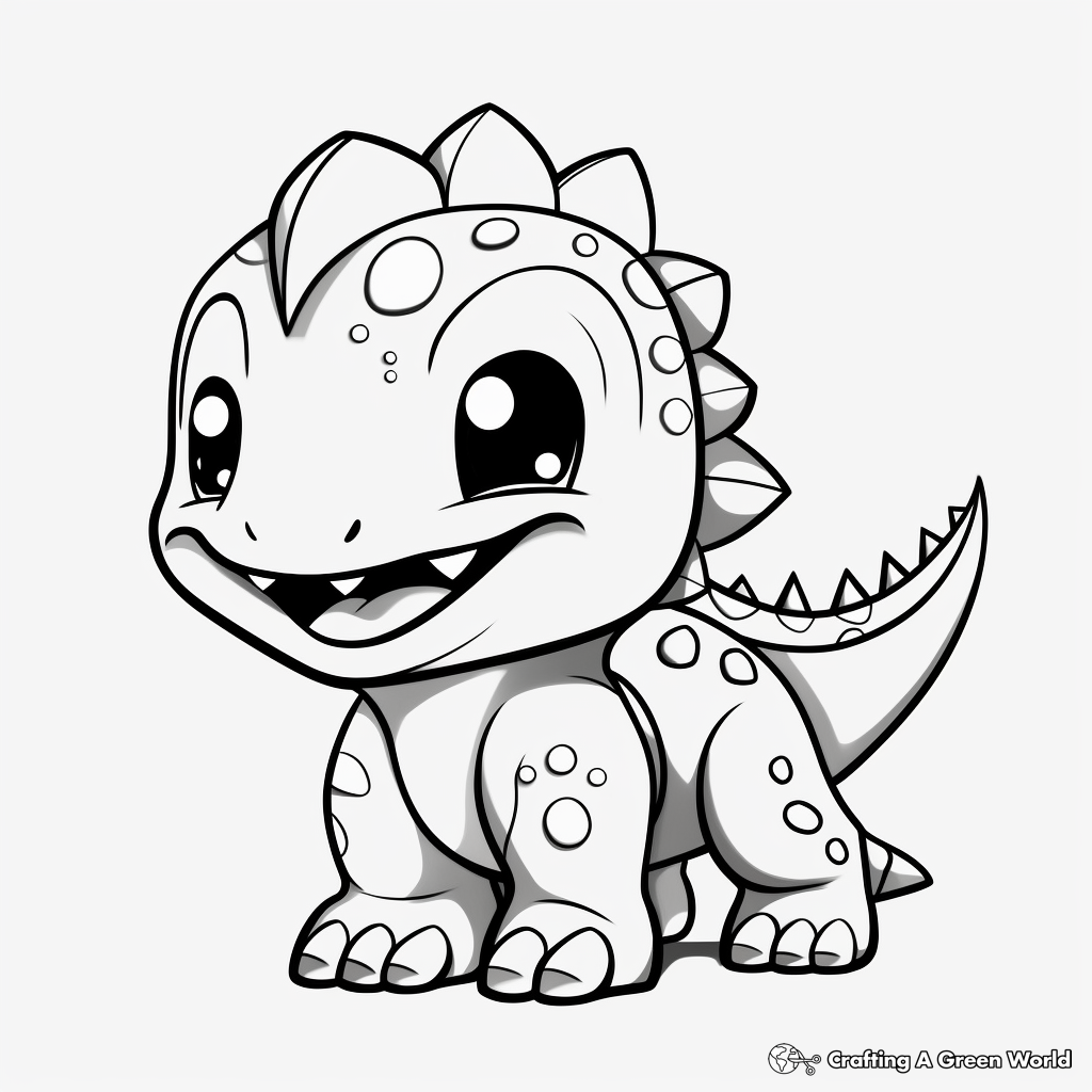 Funny Kawaii Dinosaur Coloring Pages for Kids 3