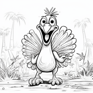 Funny Turkey Action Scene Coloring Pages 3