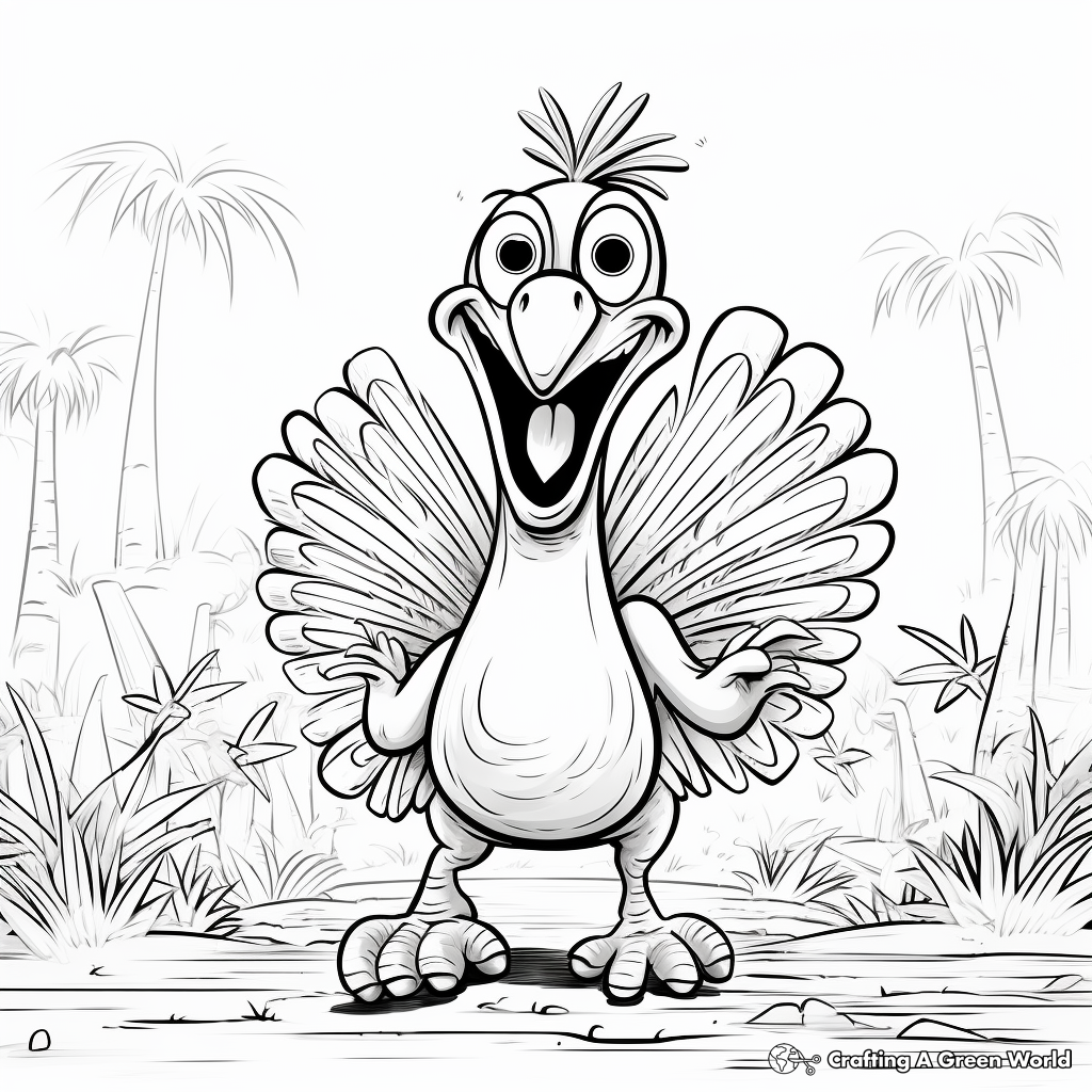 Funny Turkey Action Scene Coloring Pages 3