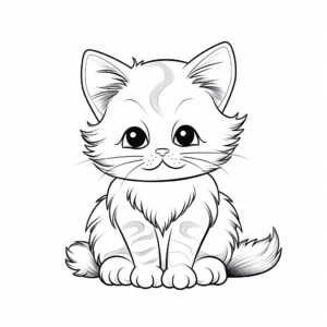Furry Mom Cat and Kittens Coloring Pages 2